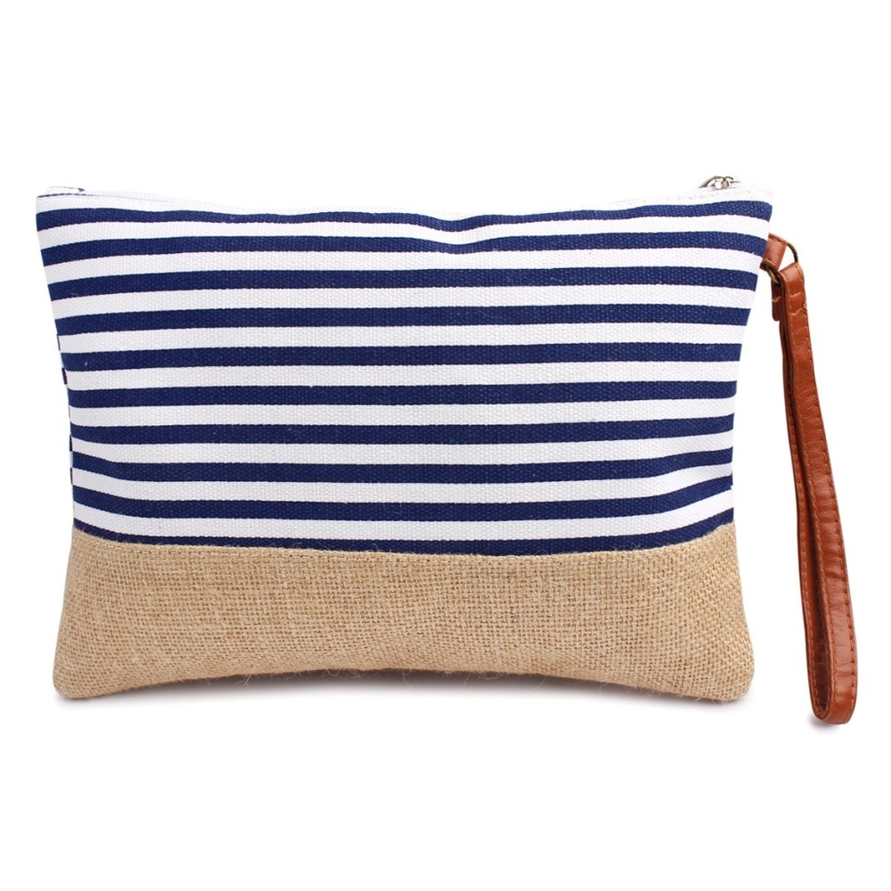 SALE! Navy Striped Cosmetic Pouch